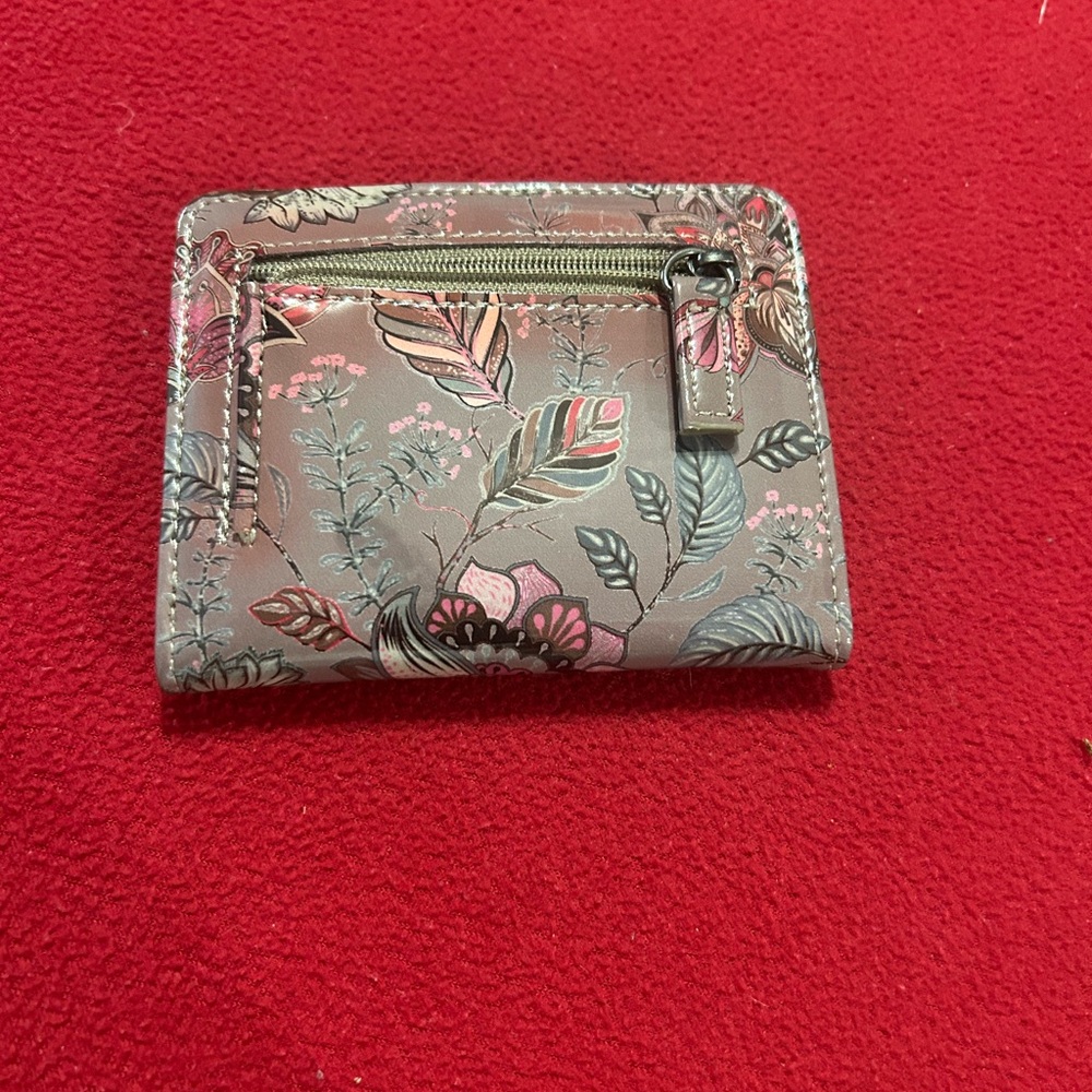 Safe Keeper Floral Compact Wallet in Gray and Pink